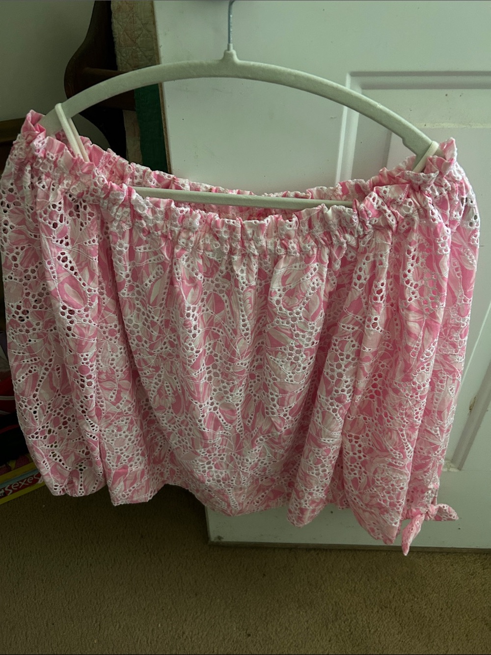 Lilly Pulitzer Pink and White Eyelet top size small